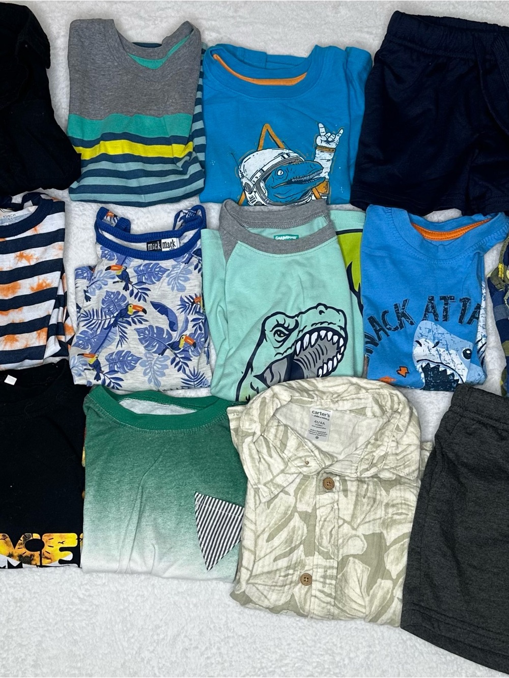 Boys Clothing Bundle Lot 14 Pc Size 4T-5T Shirts Shorts Jacket Carter’s Plaid